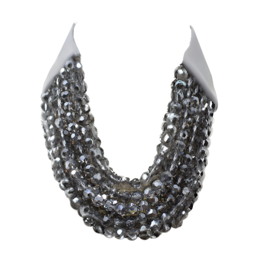 Multi 10 Strand Faceted Crystal Bead Necklace