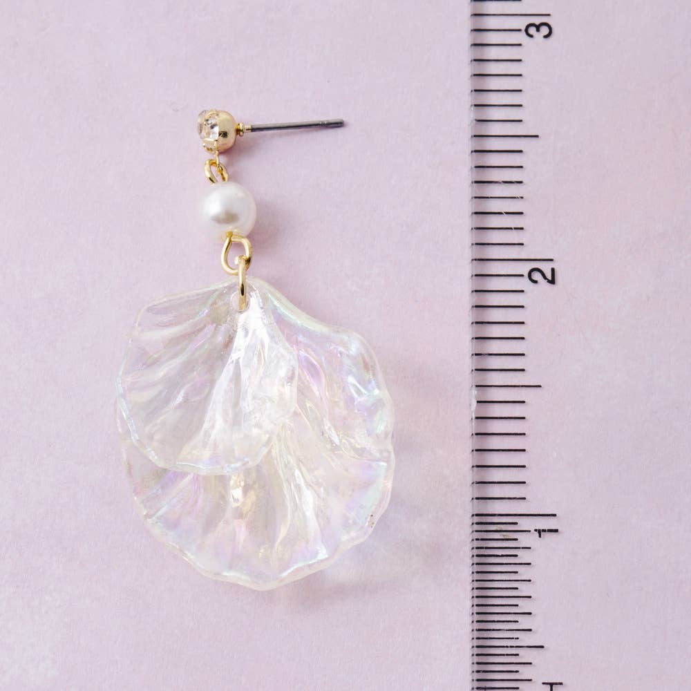 Natural Shell Layered Fan Drop Earrings