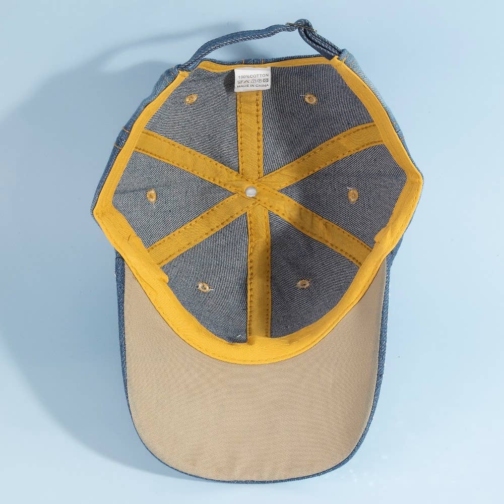 Texas Star Rhinestone Patch Baseball Cap With Crystal Brim