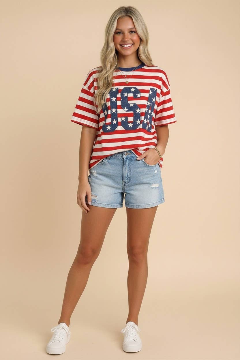 USA Oversized Striped Tee