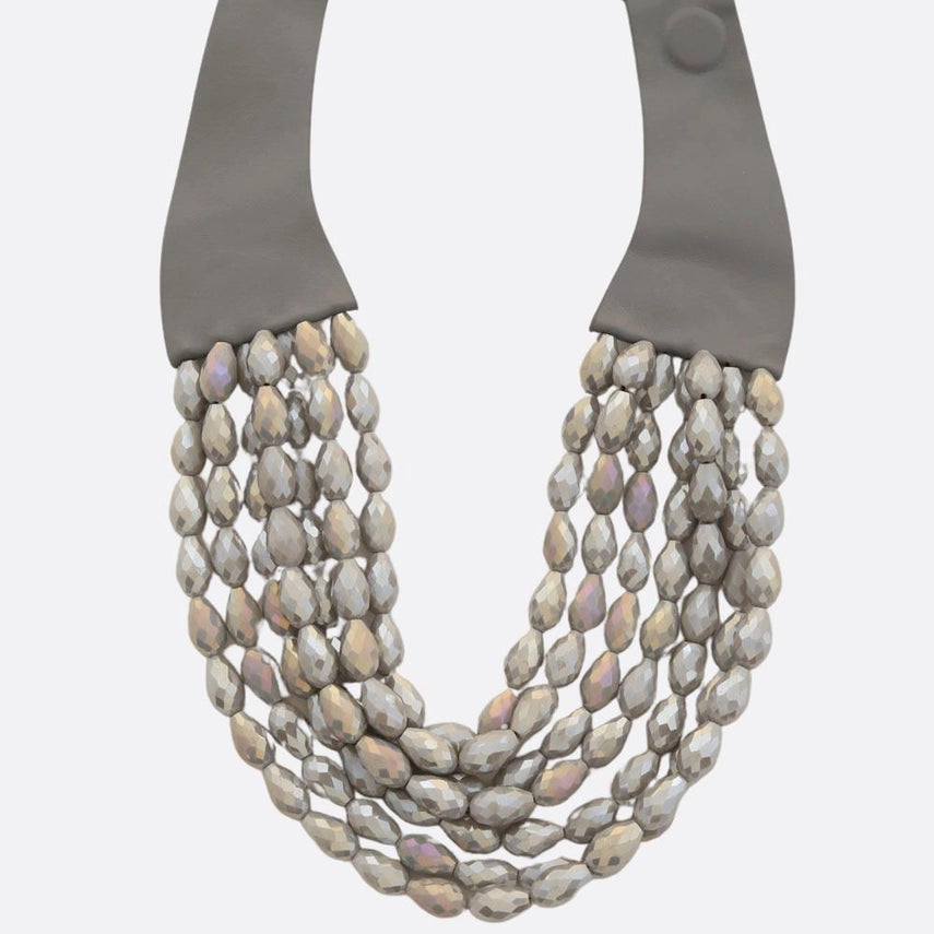 Teardrop Glass Beaded Layered Magnetic Necklace