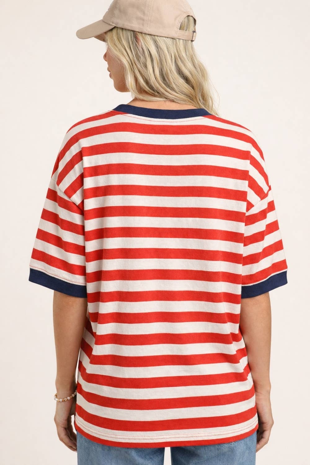 Red Stripe Denim Star Tee