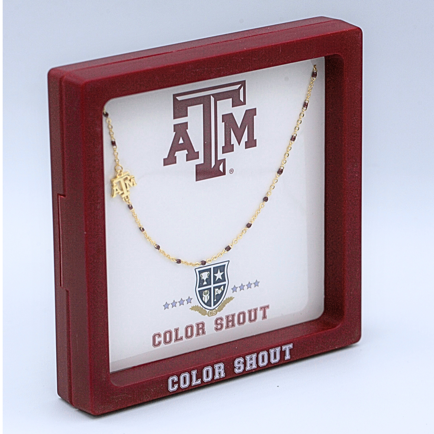 Side Set Texas A&M Logo on Enamel Bead Necklace