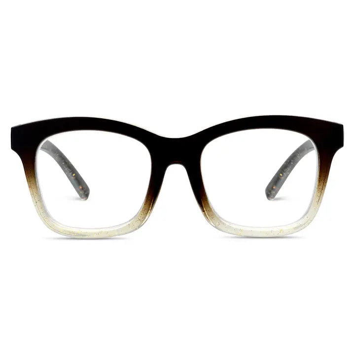 Peepers To the Maximalist Blue Light Glasses - Coffee/Clear Glitter