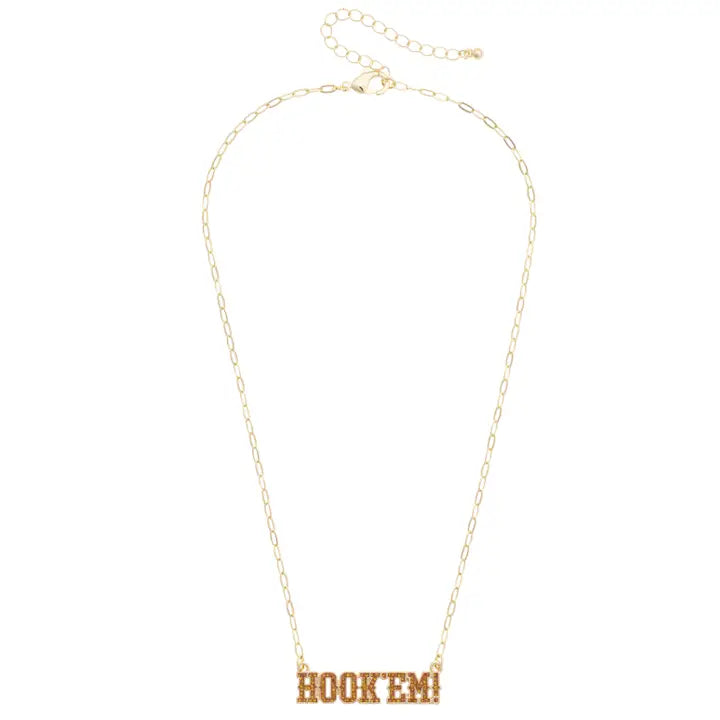 Canvas Texas Longhorns Pave Outline Necklace