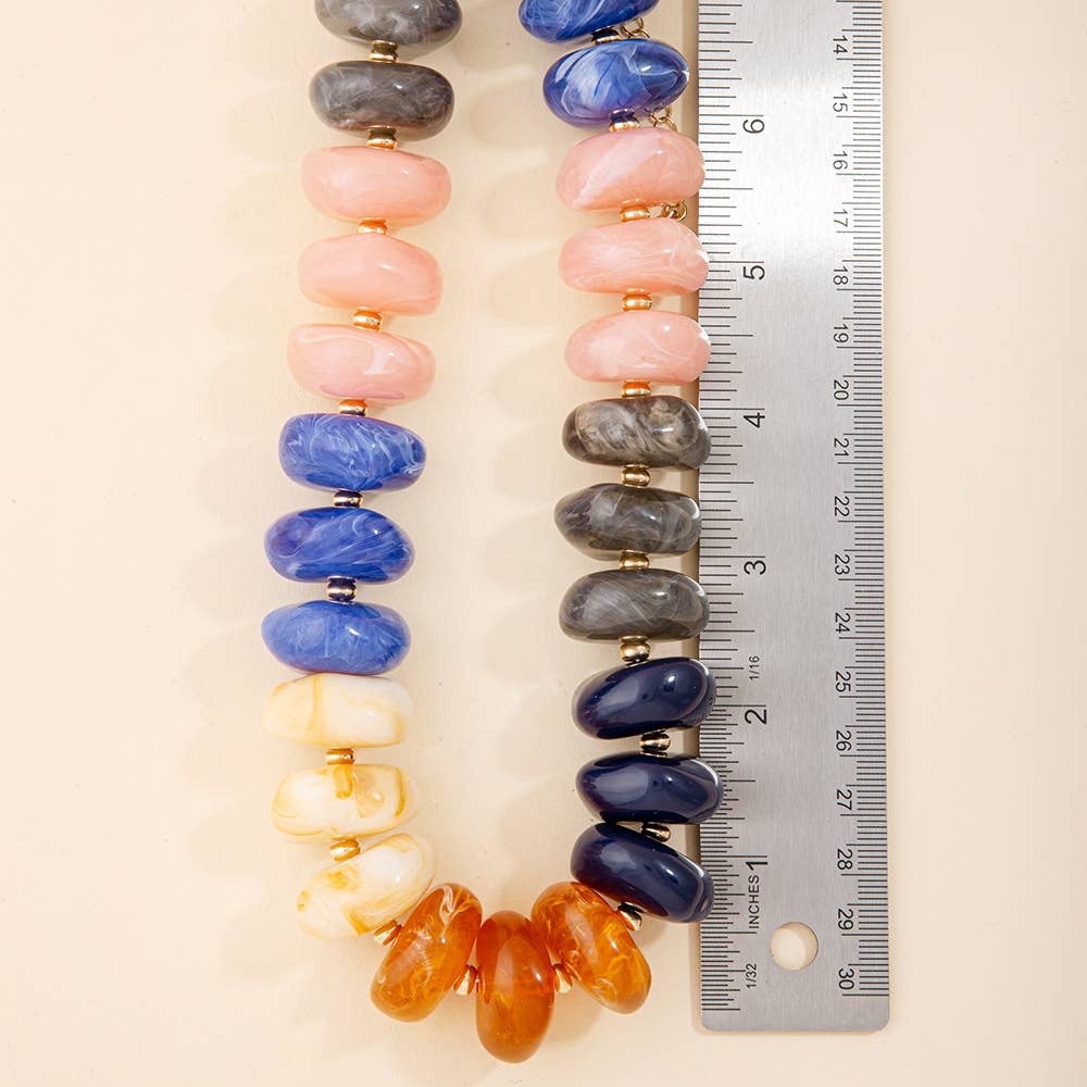 Chunky Marbled Rondelle Bead Collar Necklace
