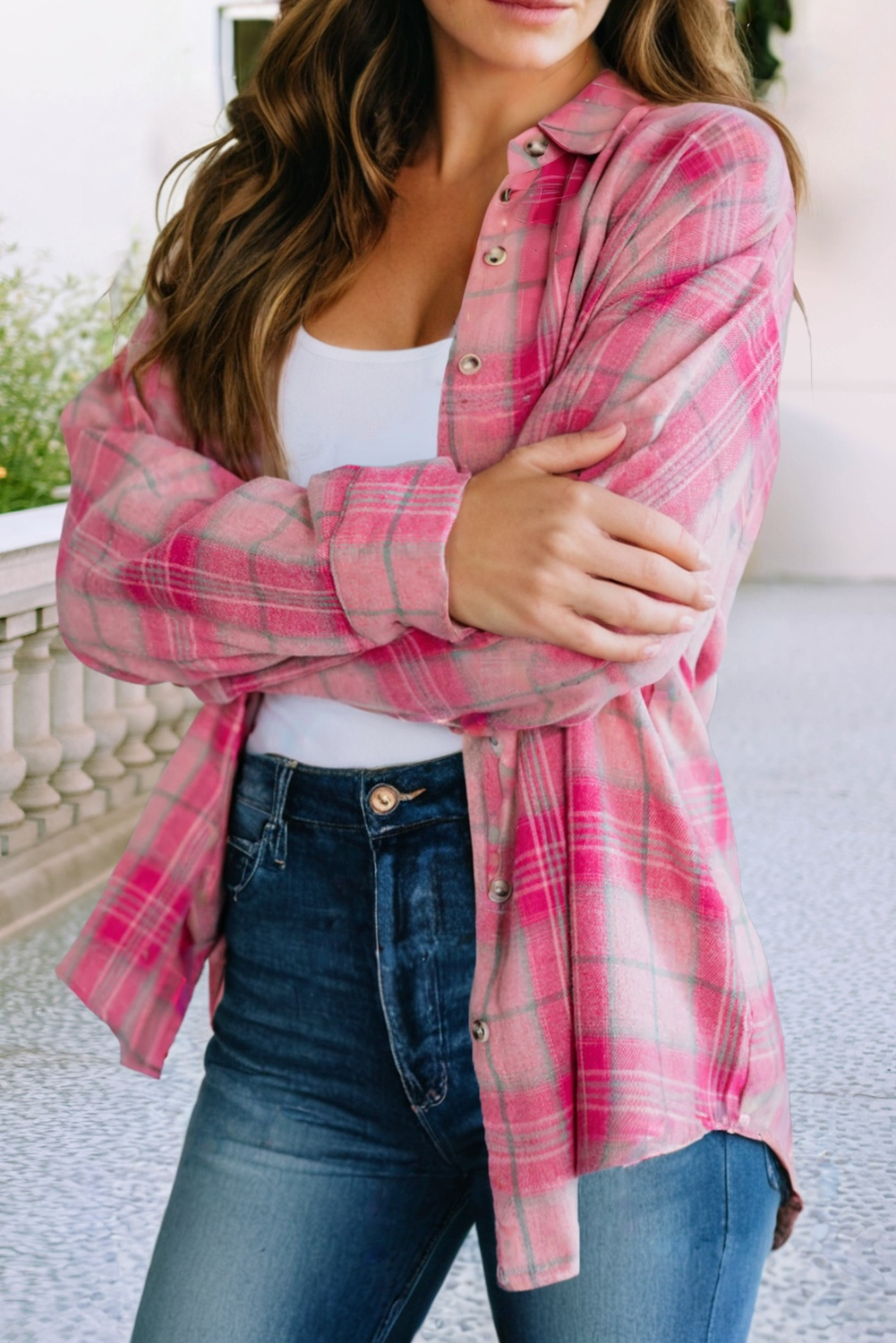 Pink Plaid Shift Shirtcolla Shirt