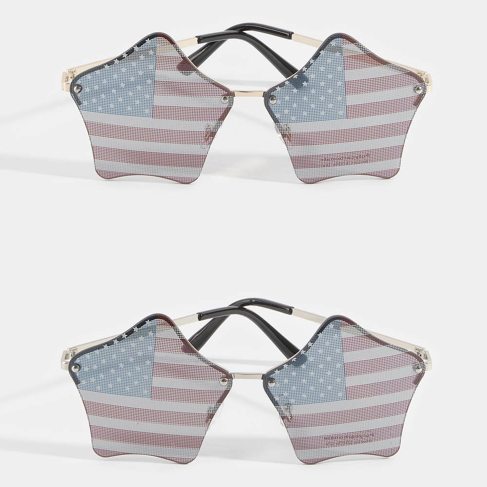 Patriotic Star Shaped American Flag Sunglasses
