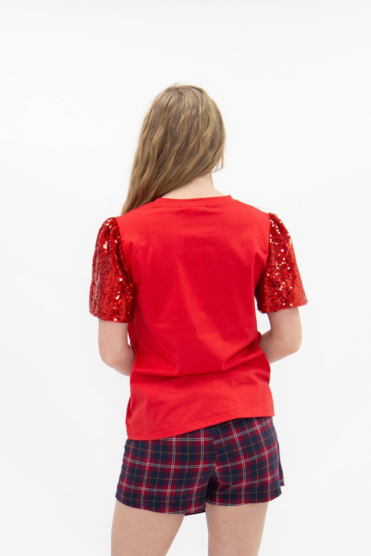 Red Christmas Cocktails Sequin Top
