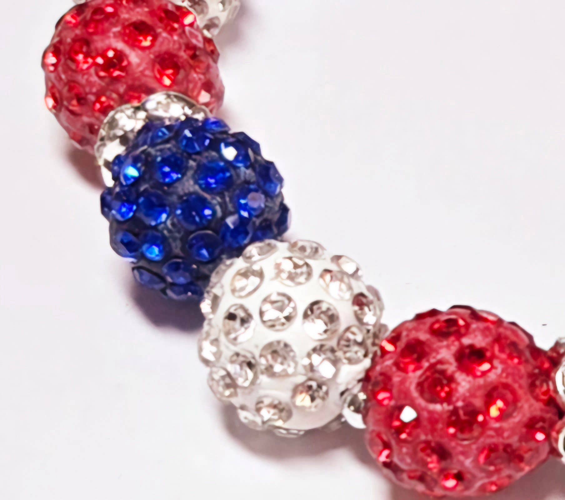 4th of July Red White Blue SPARKLE Beaded Stretch Bracelet