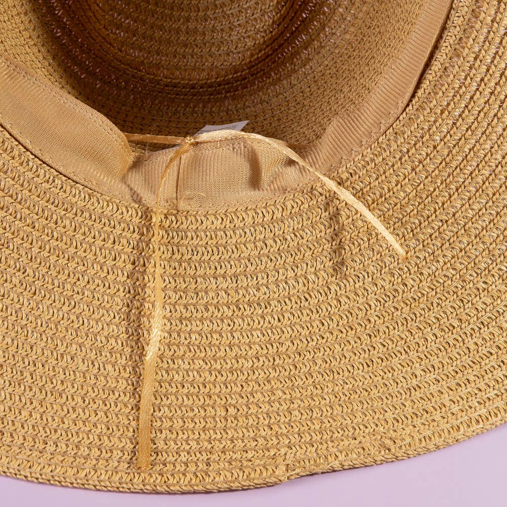 Beaded Cowrie Shell Straw Cowboy Hat