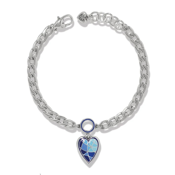 Brighton Colormix Heart Blues bracelet in silver with a blue enamel heart charm