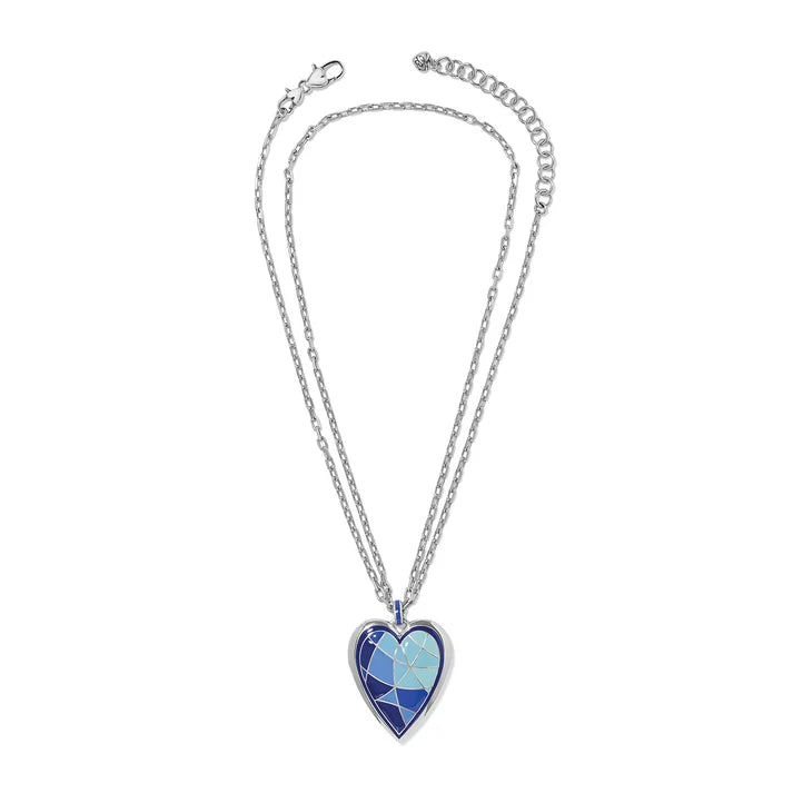 Brighton Colormix Heart Blues petite necklace in silver with blue enamel heart pendant, additional view