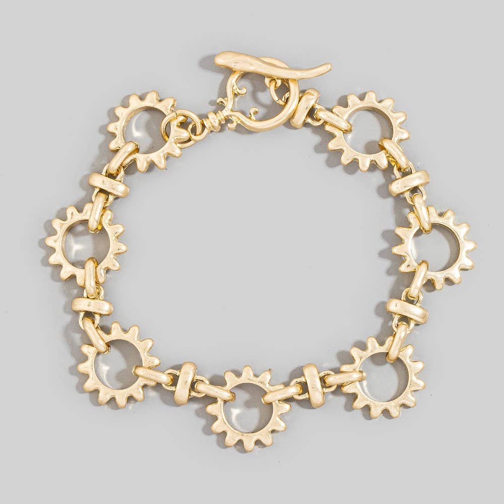 Matte Metallic Sun Hoops Chain Bracelet