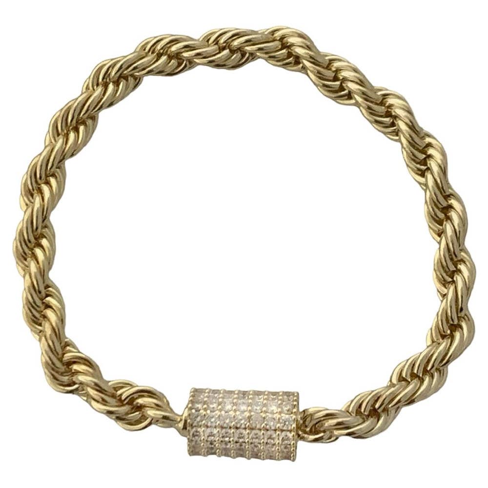 Rope Chain Pave Barrel Magnetic Bracelet