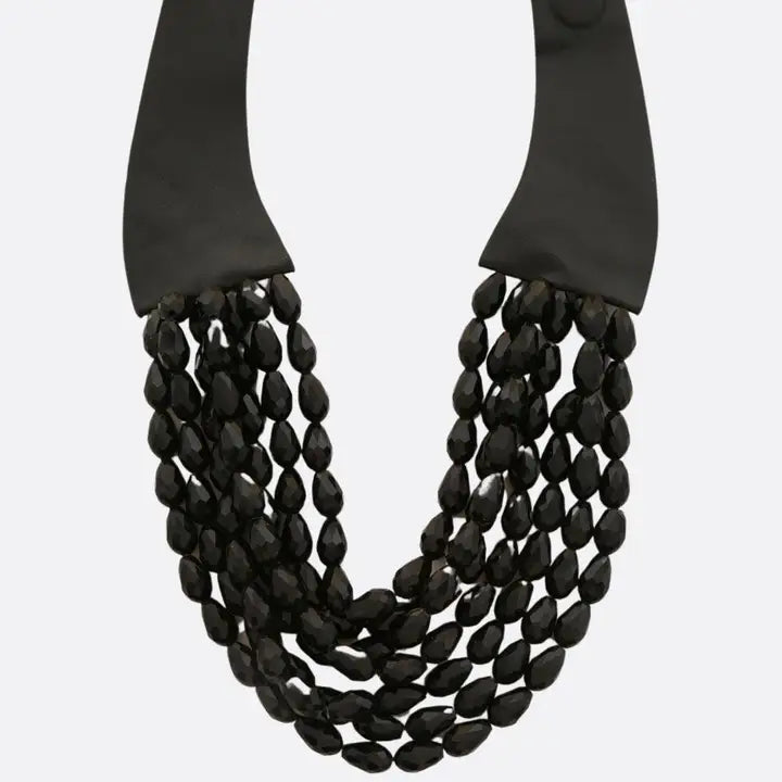Teardrop Glass Beaded Layered Magnetic Necklace