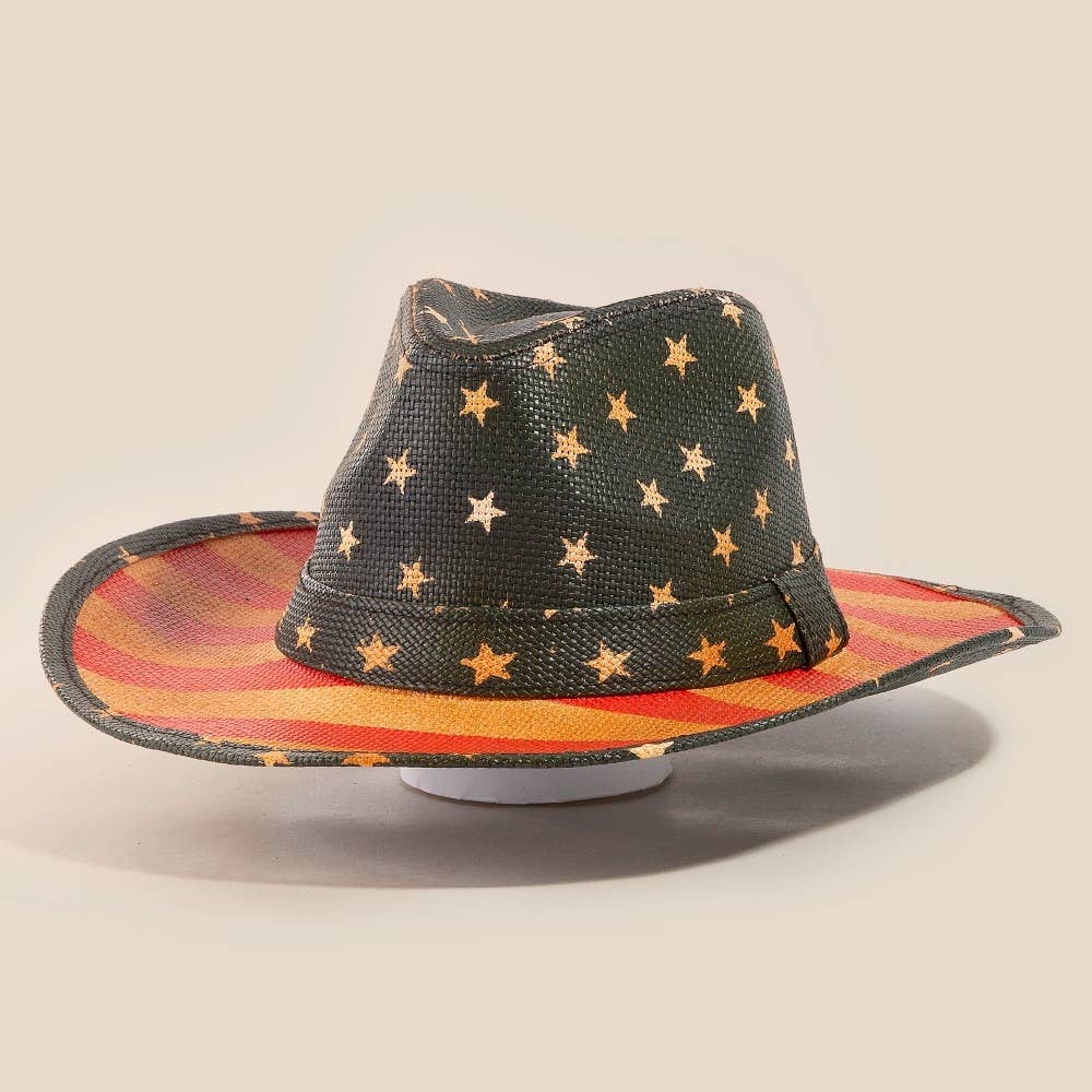 Patriotic Vintage American Flag Cowboy Hat