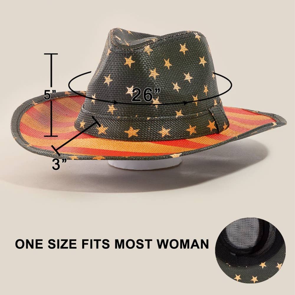 Patriotic Vintage American Flag Cowboy Hat