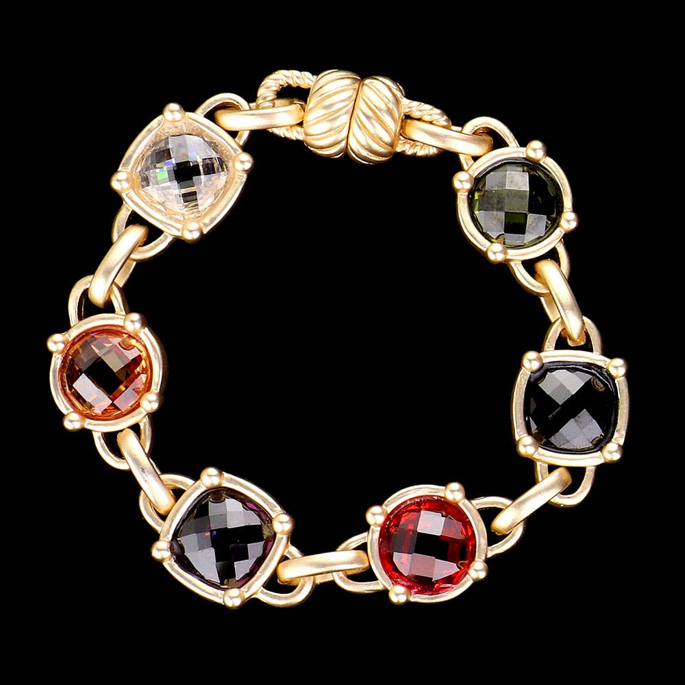 Multi CZ Stone Embellished Chain Bracelet