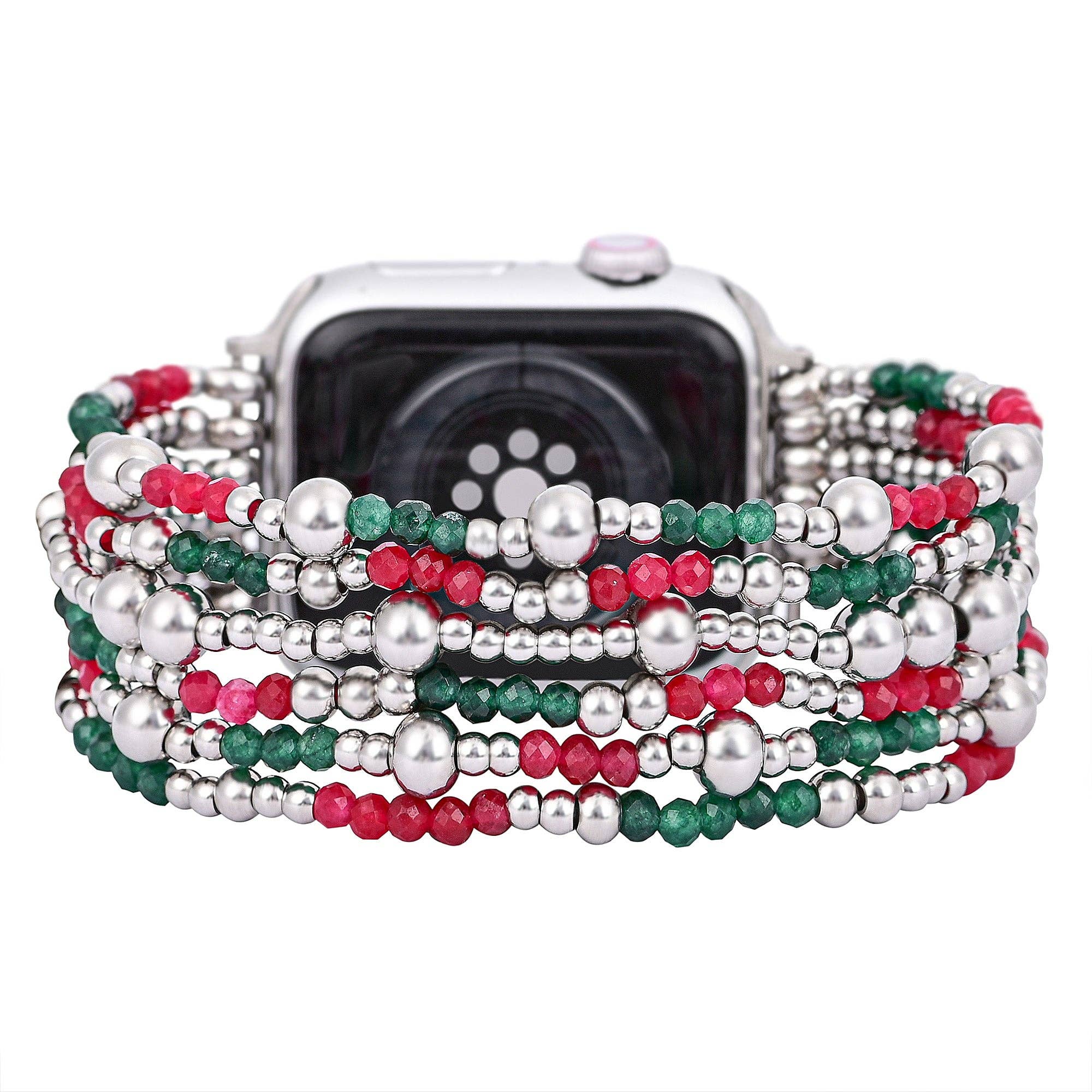 Festive Silver Elegance Stretch Apple Watch Strap
