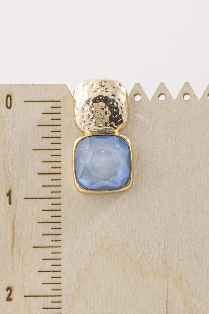 Hammered Oversized Stone Drop Earrings