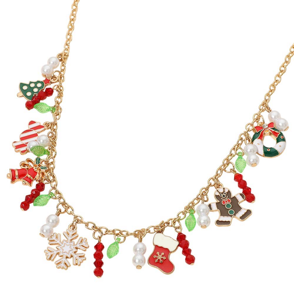 Festive Christmas Charm Embellished Necklace