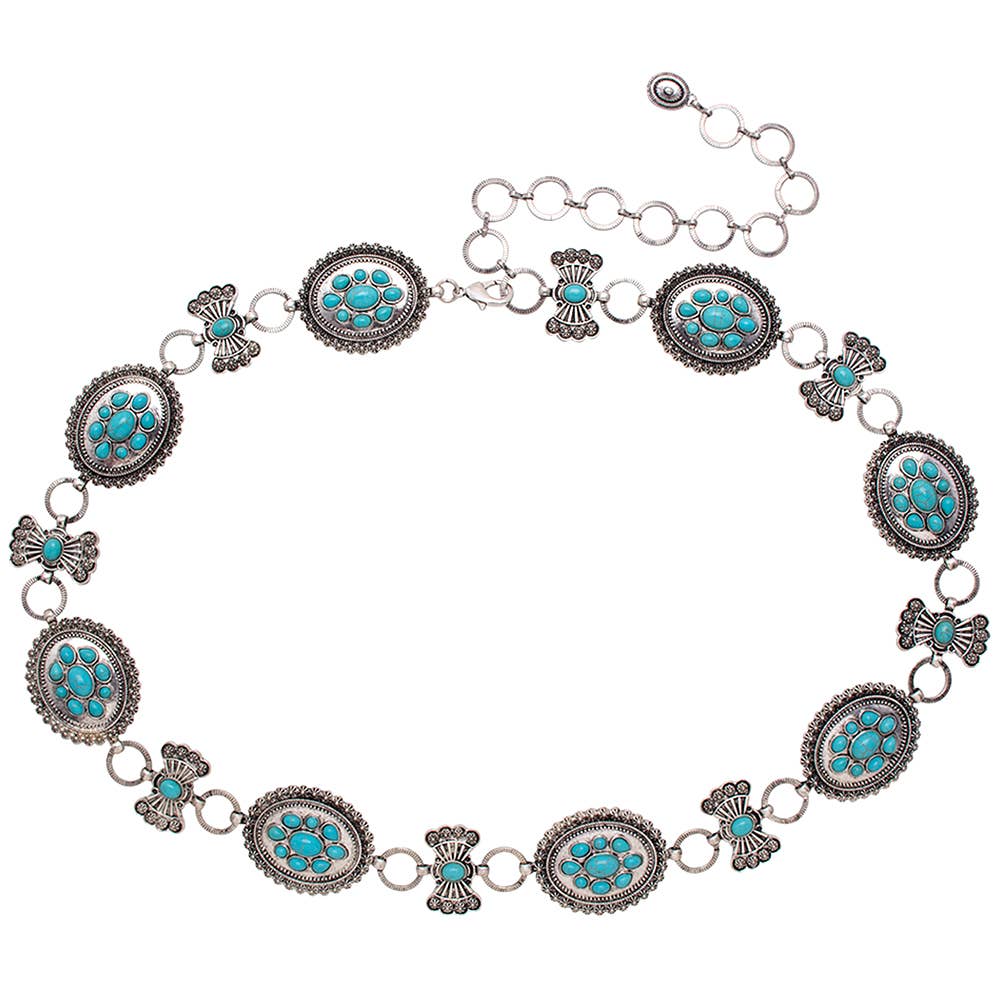 Turquoise Concho Chain Belt