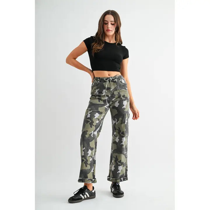 Camouflage High-Rise Jogger Ankle Wide