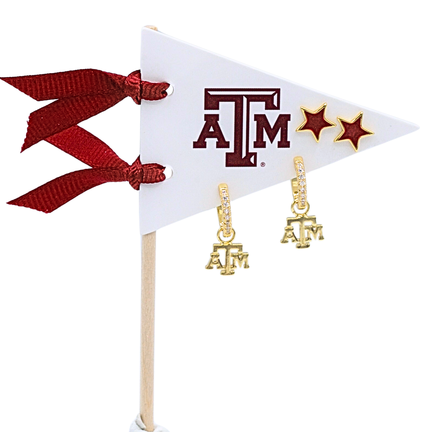 Texas A&M University Pennant Pair College Logo Earring Set