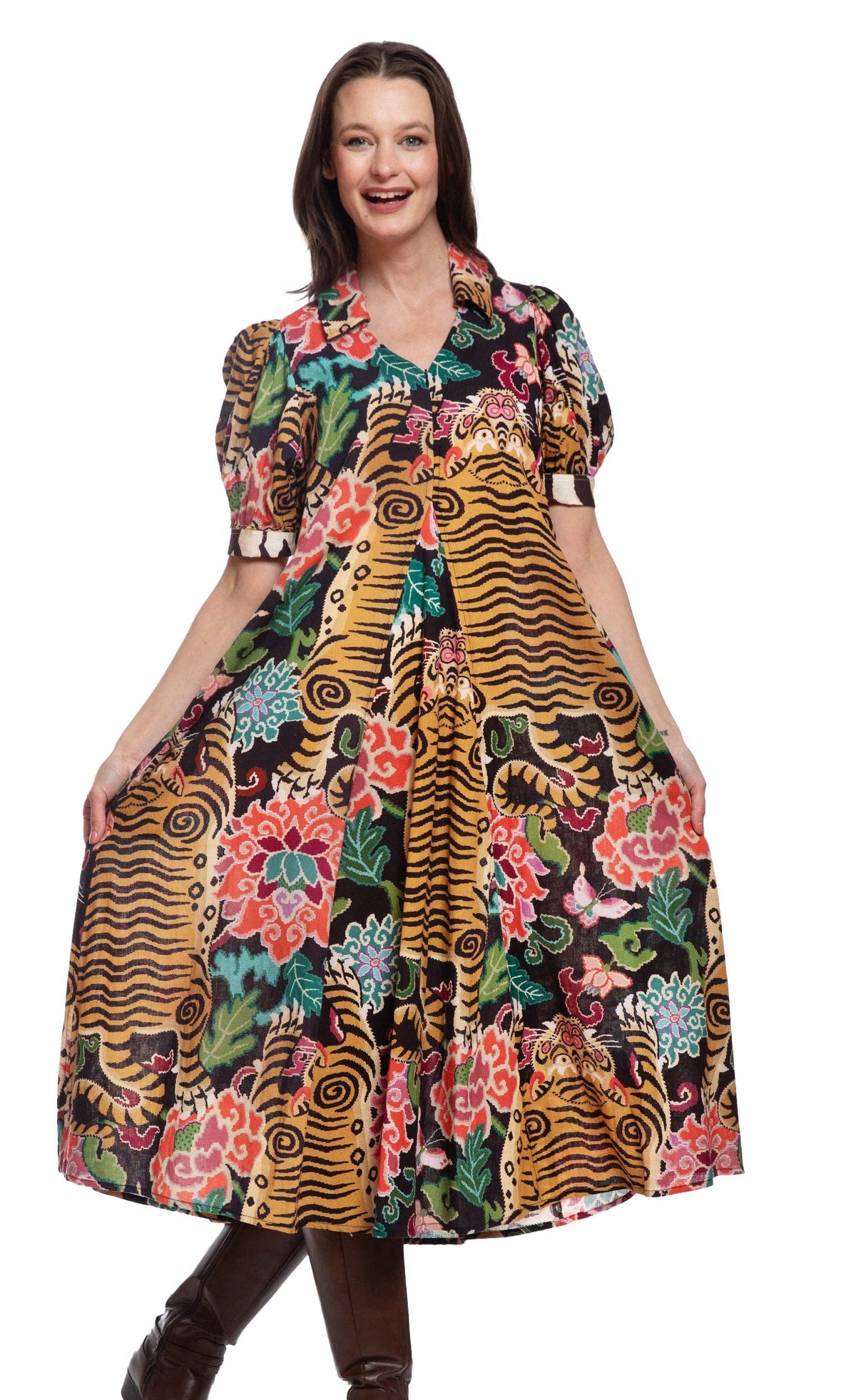 Montauk dress in tiger rug print — view 4