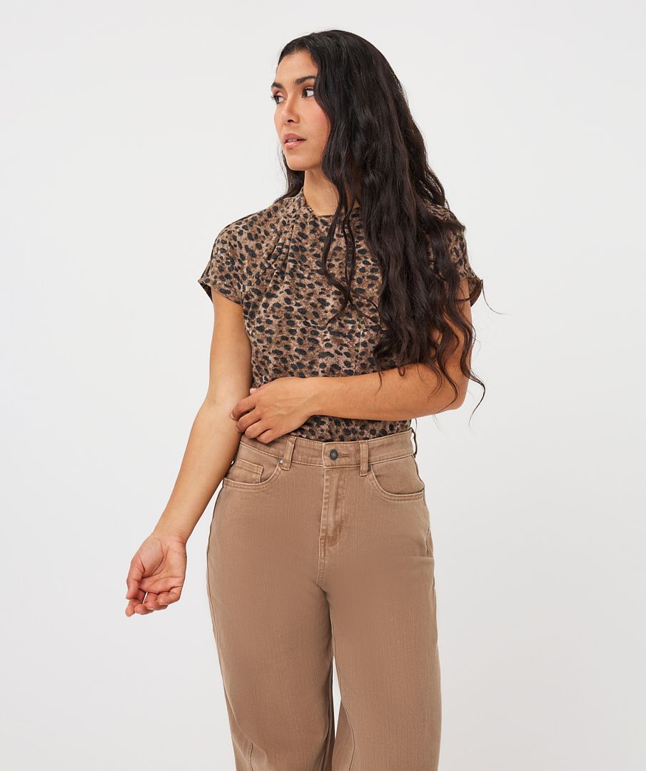Leopard Twist Front Top