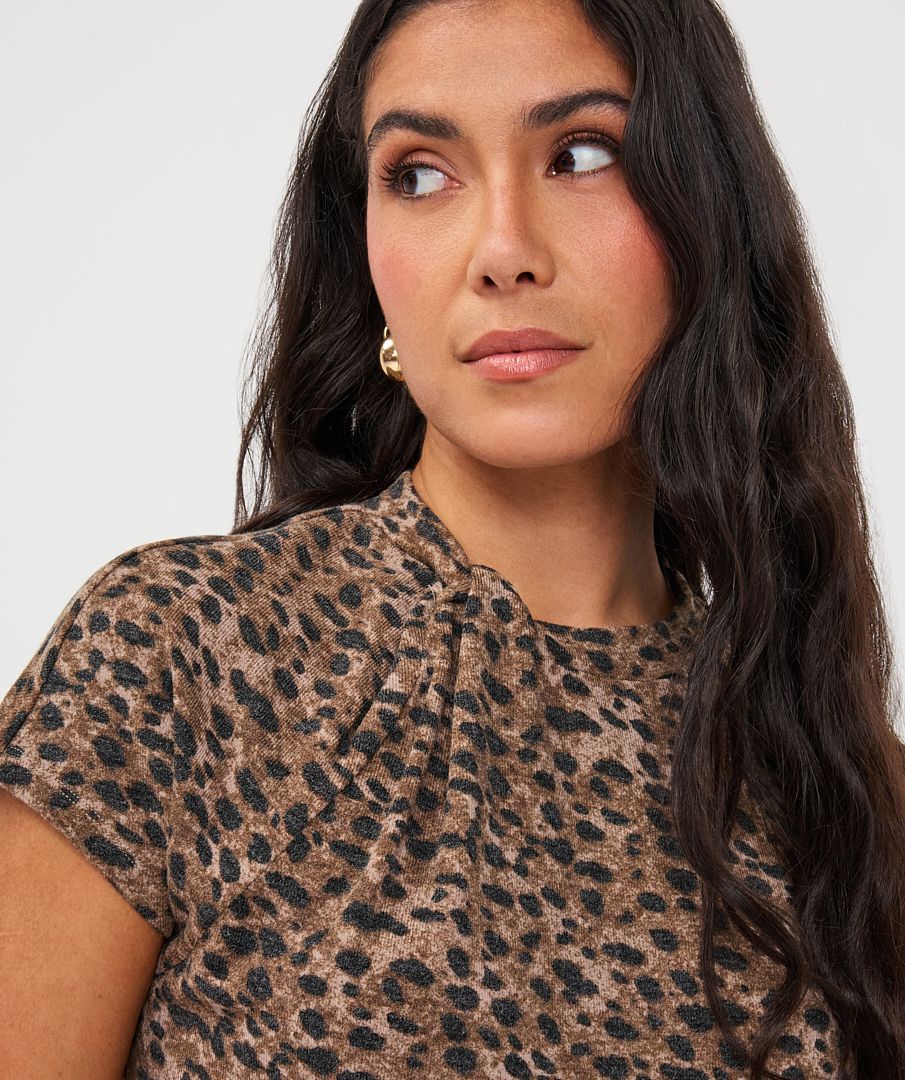 Leopard Twist Front Top