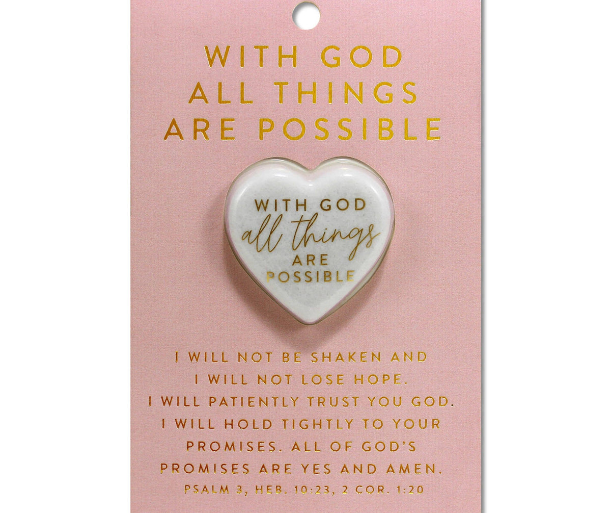 With God All Things Are Possible Heart Stone Card