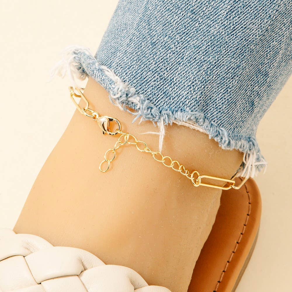 Stainless Steel Long Thin Oval Chain Anklet