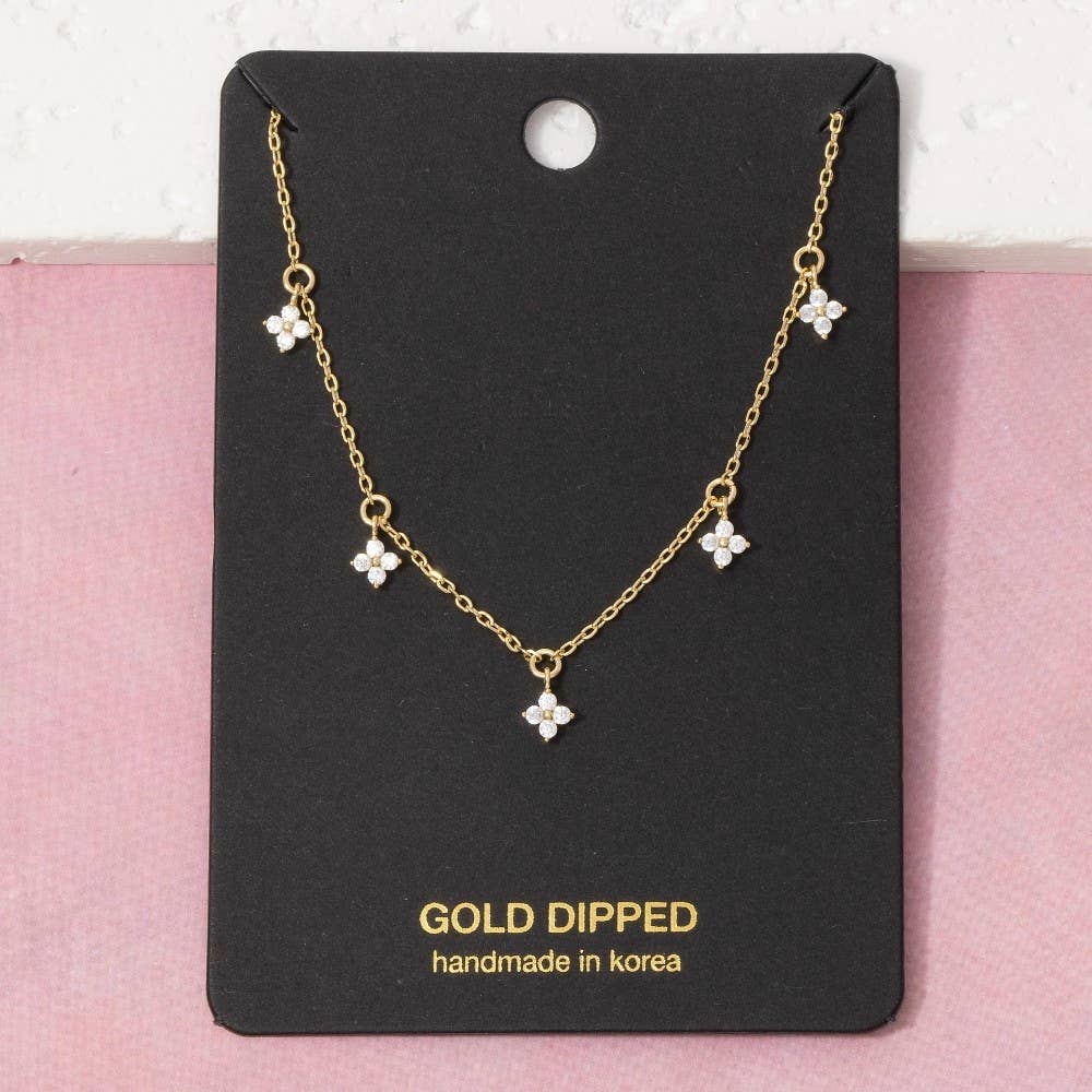Pave Clover Charms Chain Necklace