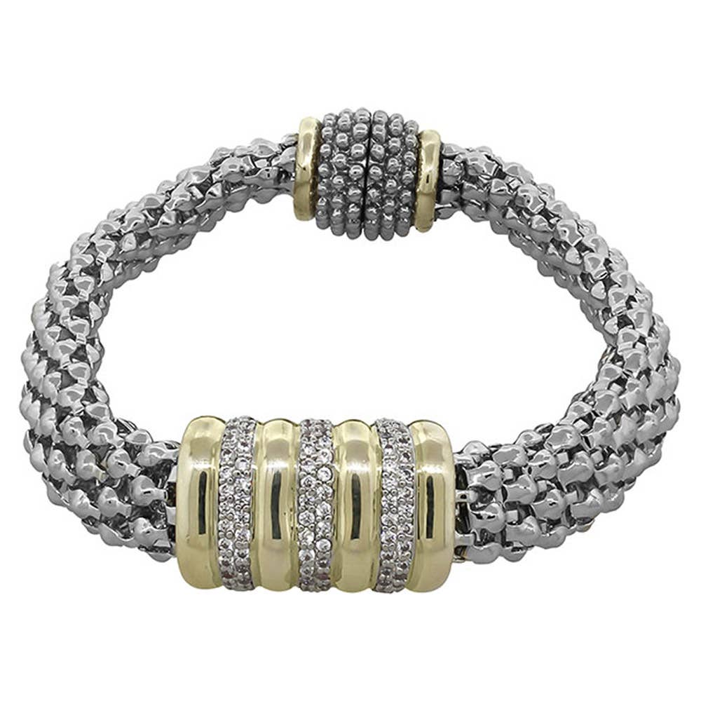 Two Tone CZ Magnetic Chain Bracelet