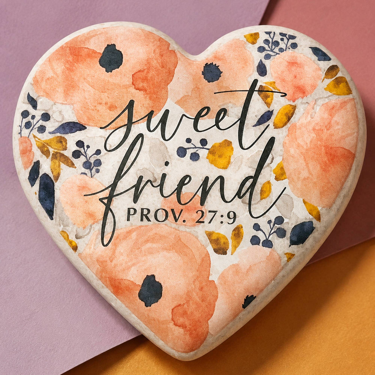 Heart Stone Floral Sweet Friend Pink