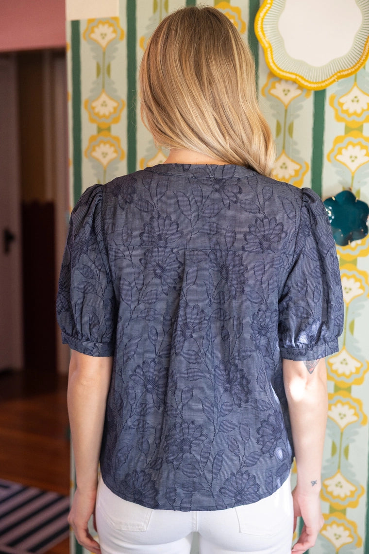 Floral Textured Button Down Top