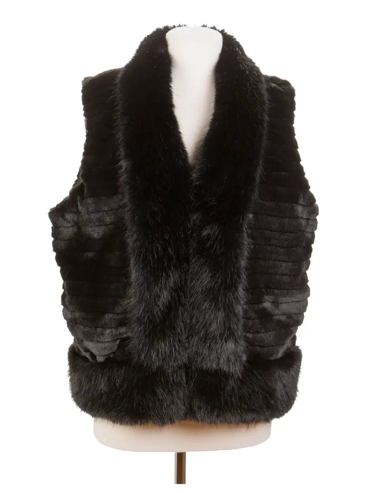 Fur Jacket with Collar and Side Pockets Vest