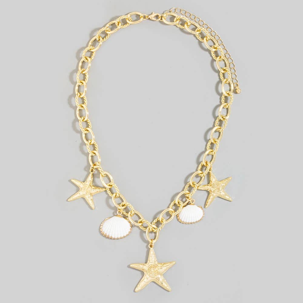 Sealife Shell Starfish Chams Chain Necklace