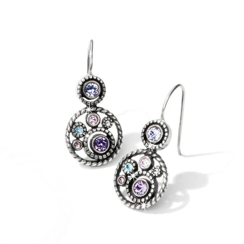 Brighton Halo Blue Purple Tanzanite Crystal Round French Wire Earrings