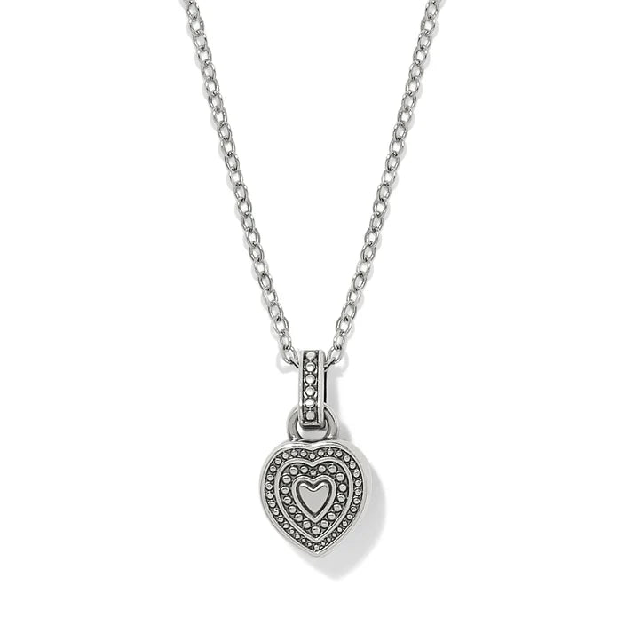 Brighton Halo Gemma petite heart pendant necklace in silver with blue enamel, additional view