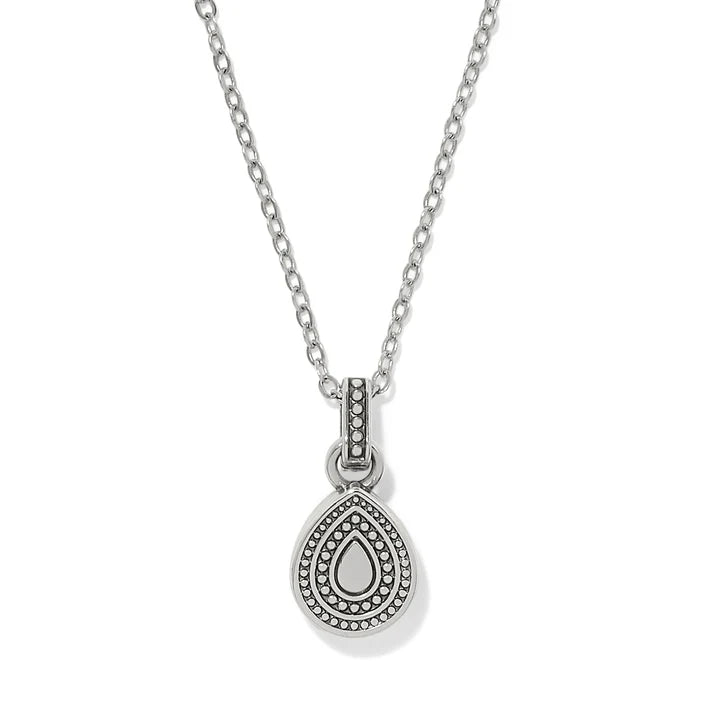 Brighton Halo Gemma petite teardrop pendant necklace in silver with blue enamel, additional view