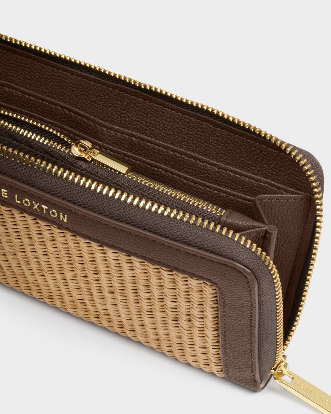 Katie Loxton Florence Purse - Bitter Chocolate/Natural Raffia