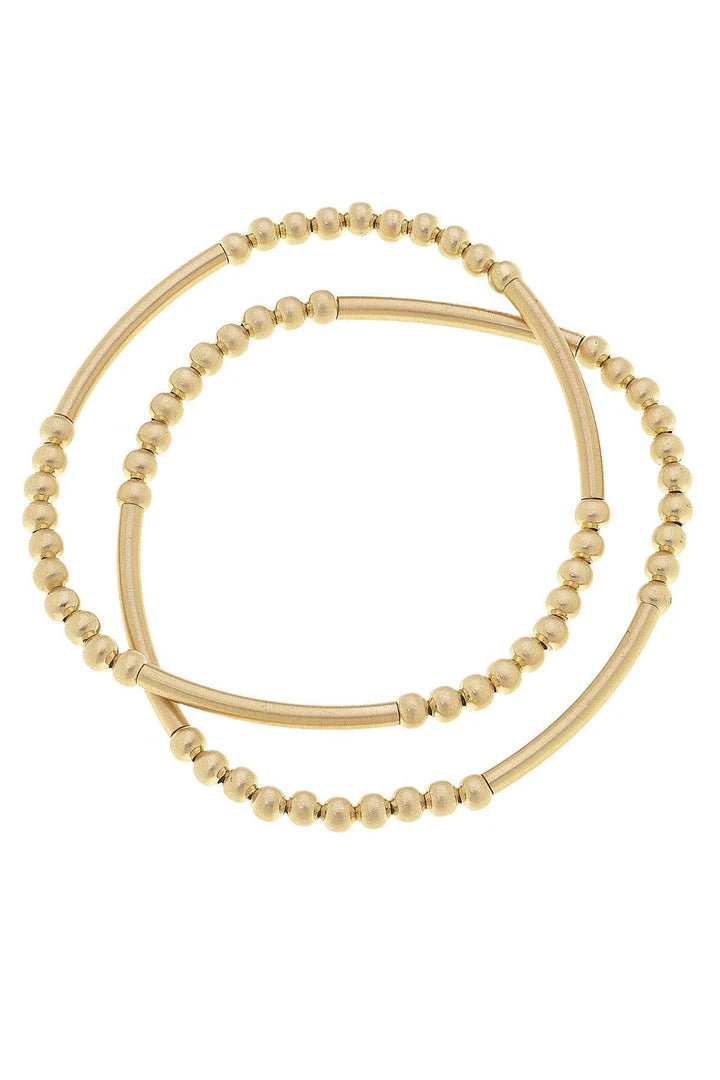 Marlena Satin Metal Beaded Stretch Bracelets
