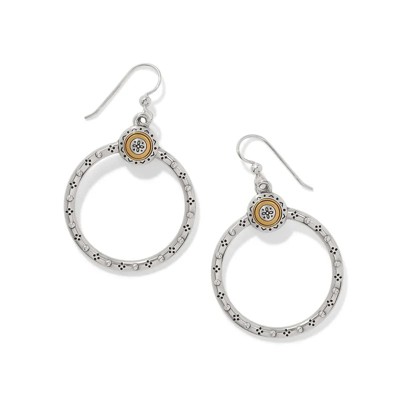 Brighton Mosaic Two-Tone French Wire Large Etched Hoop Earrings