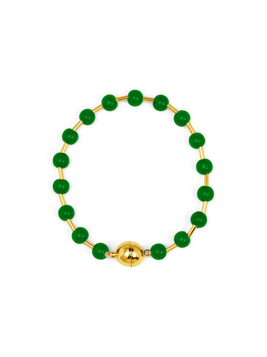 Glass Bead Magnet Bracelet-Emerald