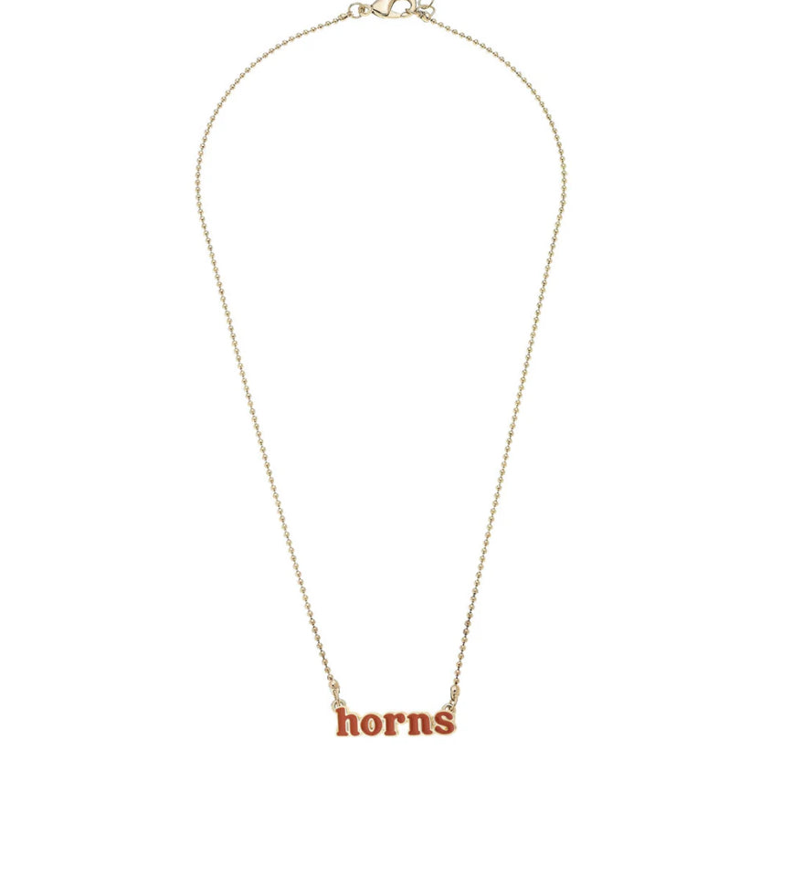 Texas "Horns" Slogan Necklace - Gold