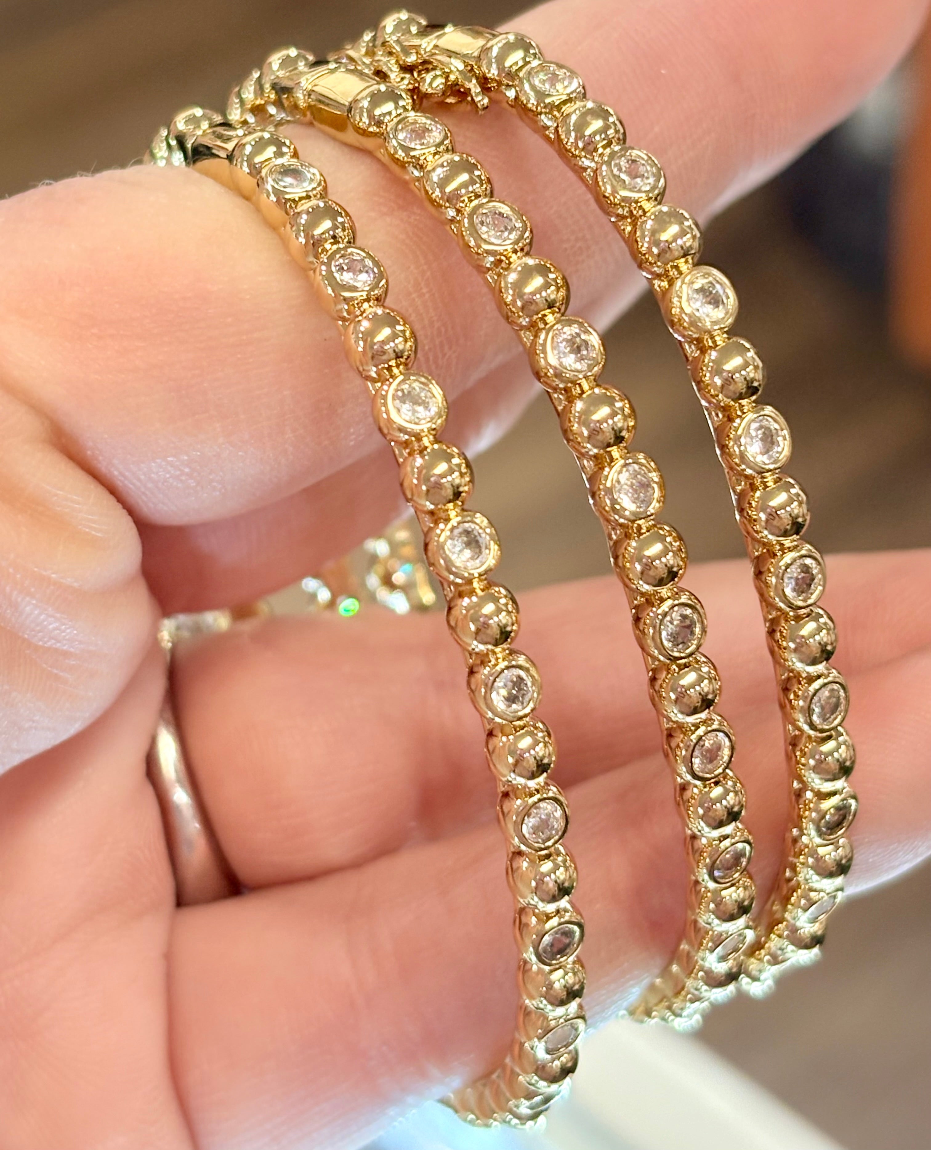 Gold Crystal Hinged Clasp Bangle