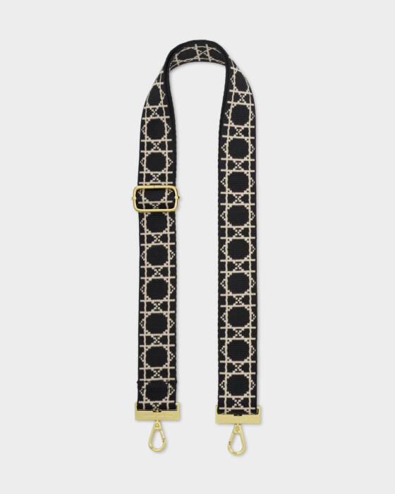Canvas Bag Strap - Black Geometric